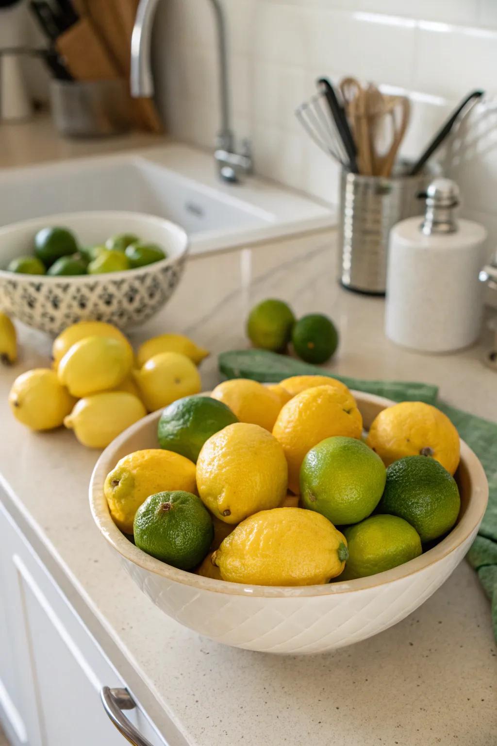 Bright lemons and limes create a refreshing centerpiece.