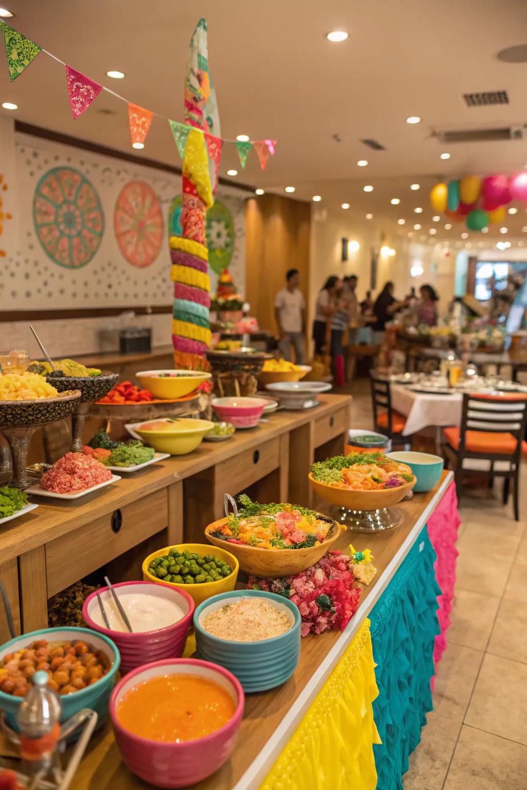 Colorful touches bring energy to your buffet.