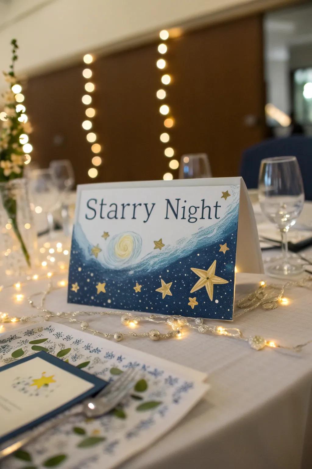 Art-themed table identifiers inspire through cultural sophistication.