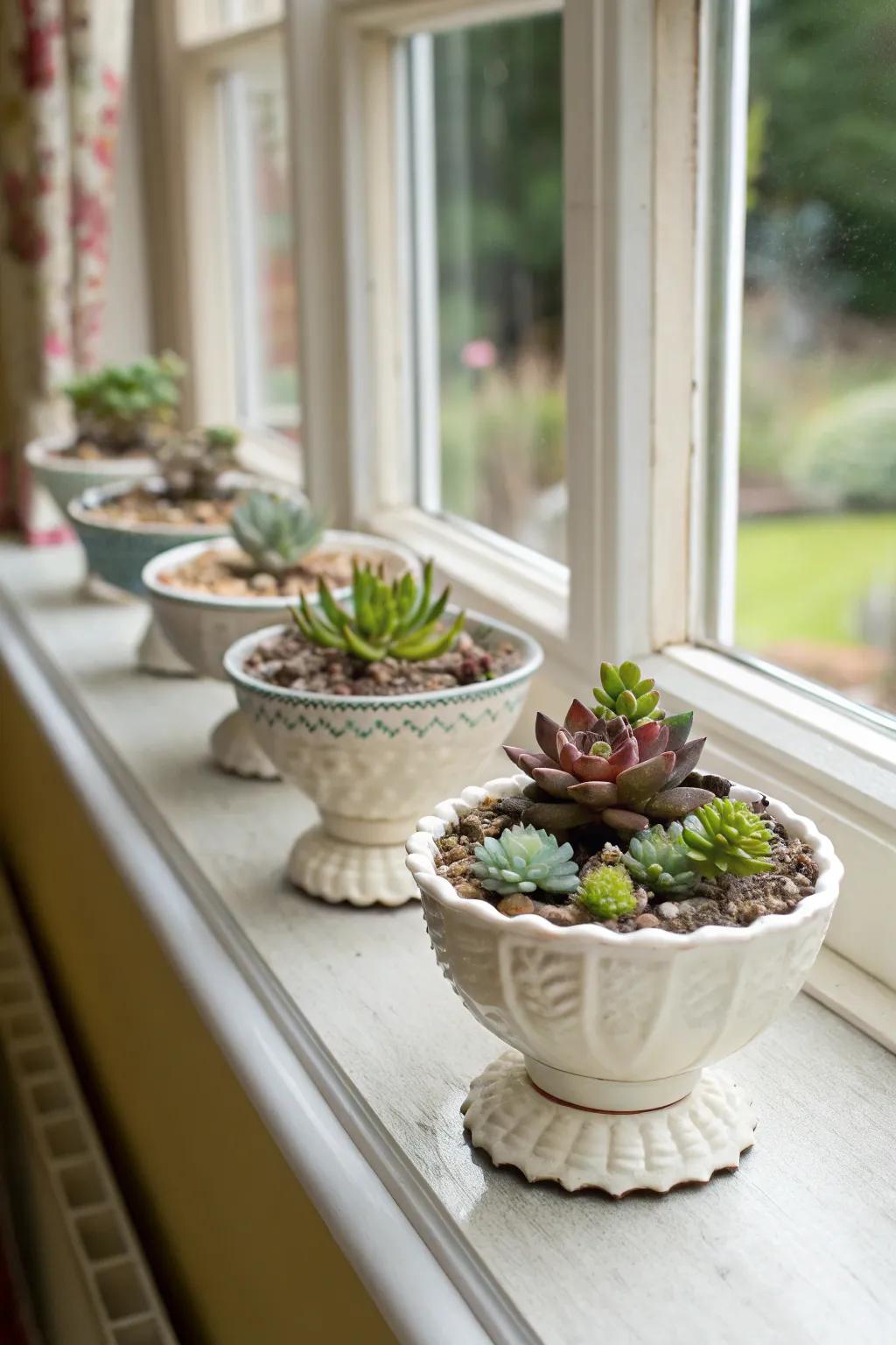 Diminutive plant displays bring durable greenery.