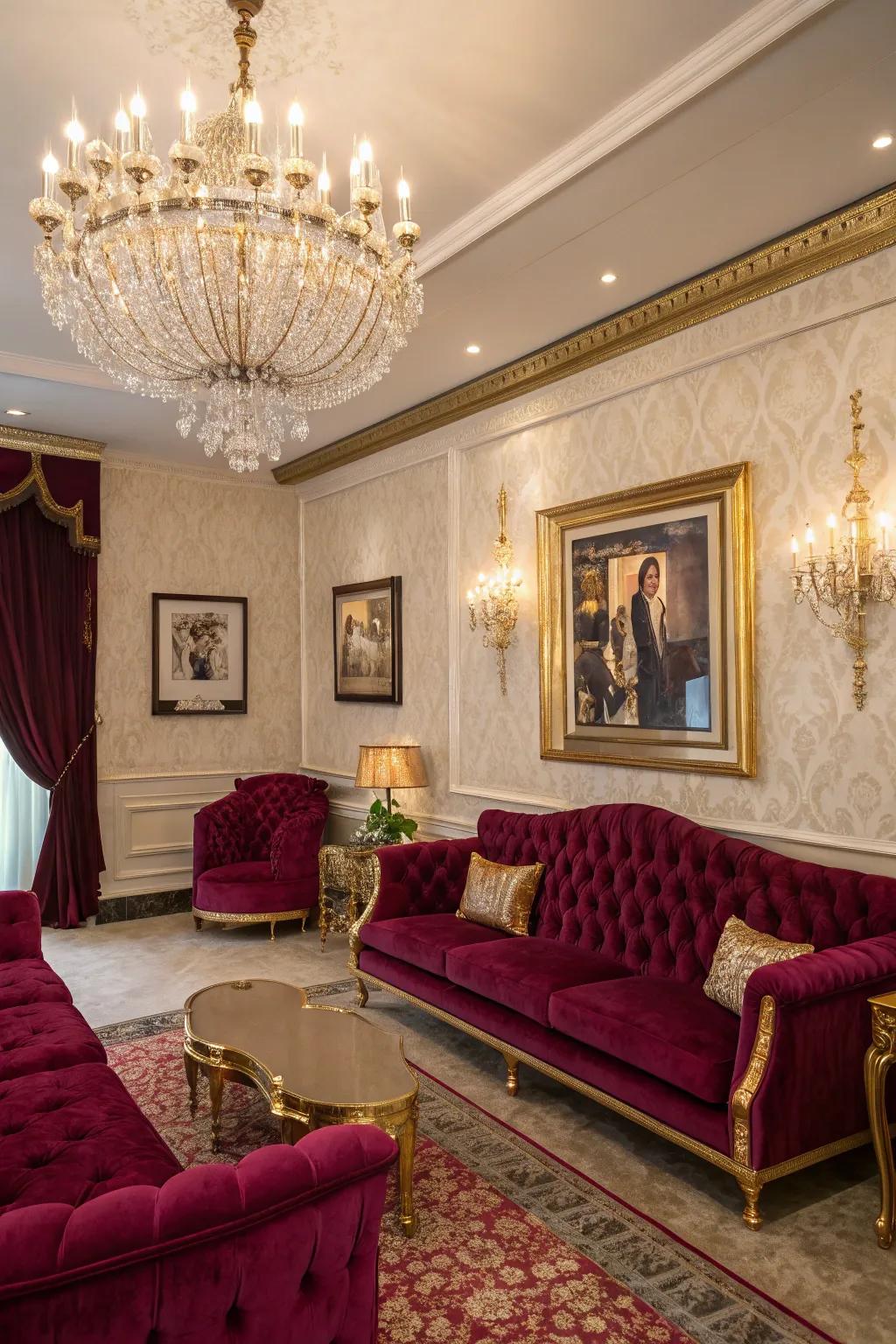 Tinseltown allure featuring opulent and glamorous decor.