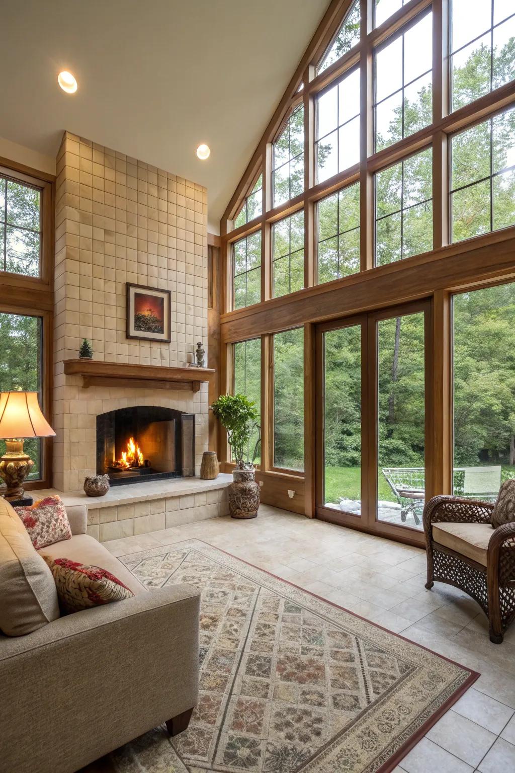 Matching stones establish a seamless indoor-outdoor connection.