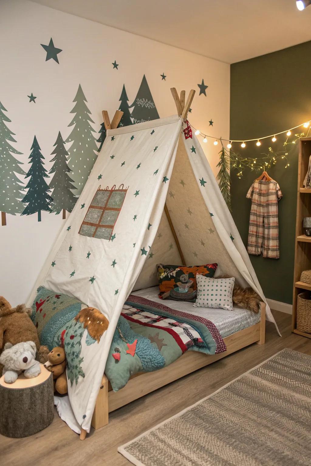 A tent bed for young explorers.