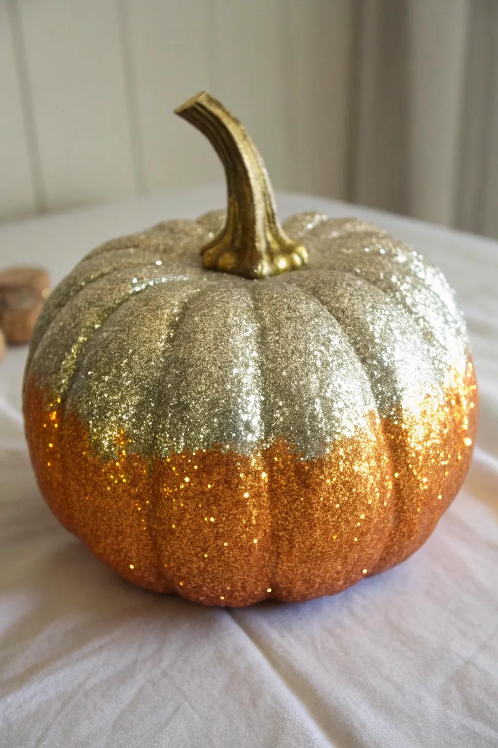 Fashion sparkling pumpkin ornamentation that gleams in the luminescence.