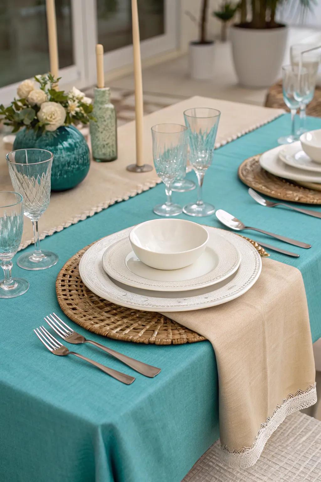 Subdued tones offset the intensity of azure beautifully.