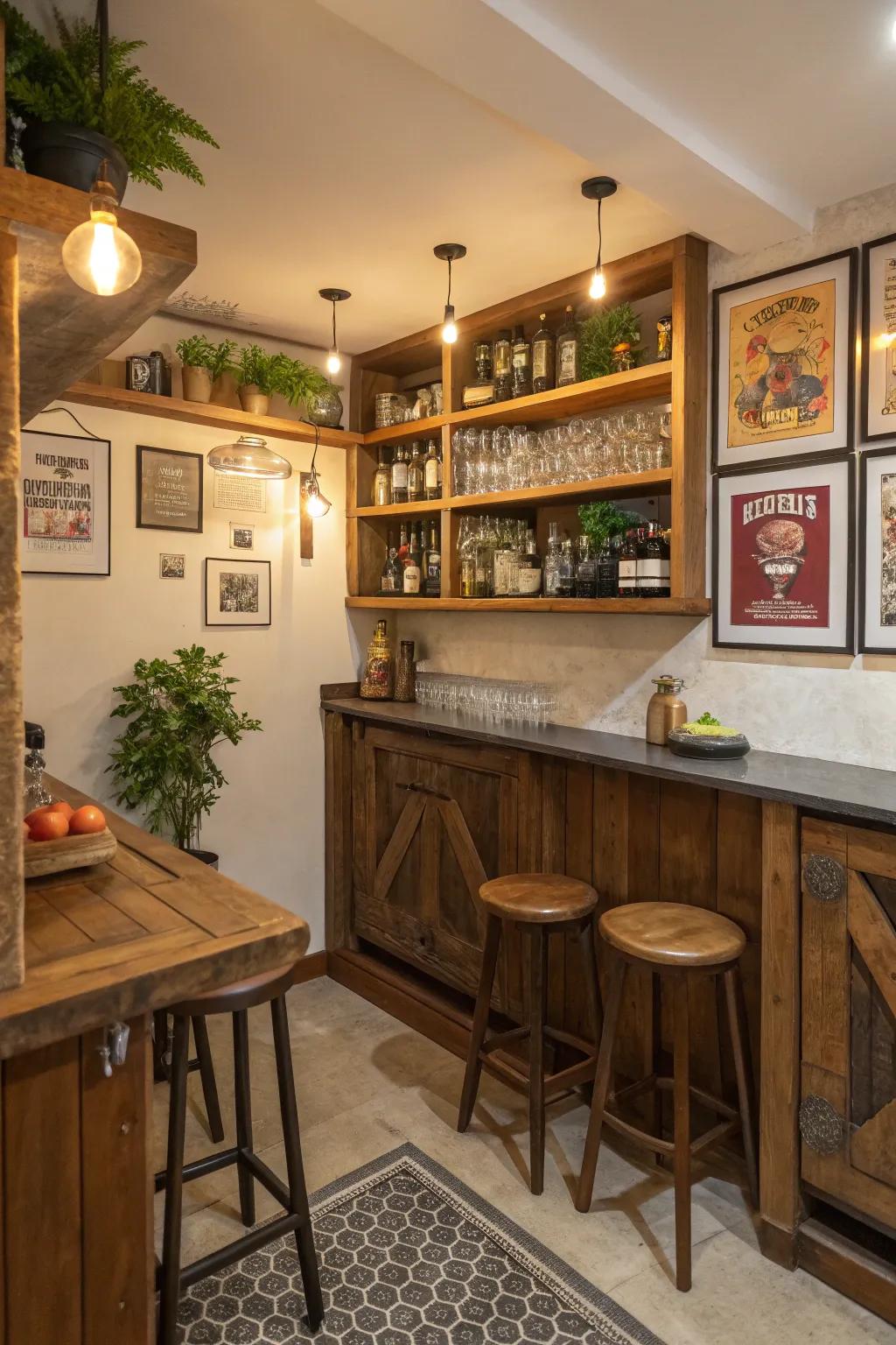 Even small areas can be made into attractive bar spaces.