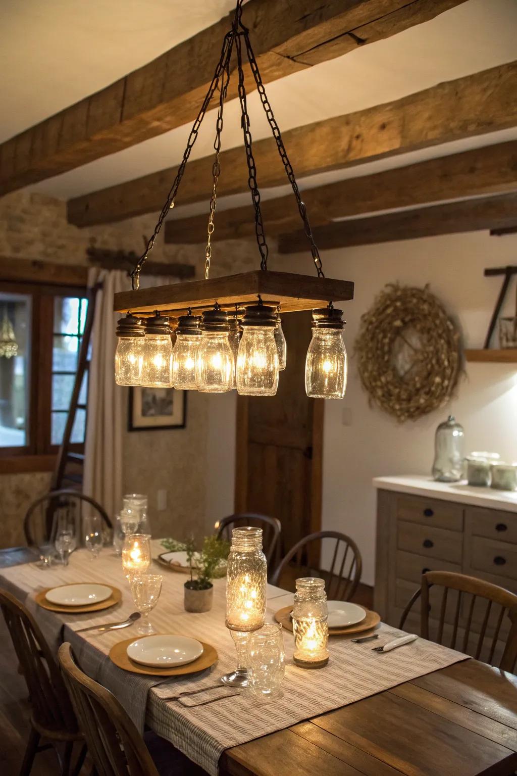 Add countryside charm with an apothecary jar chandelier.