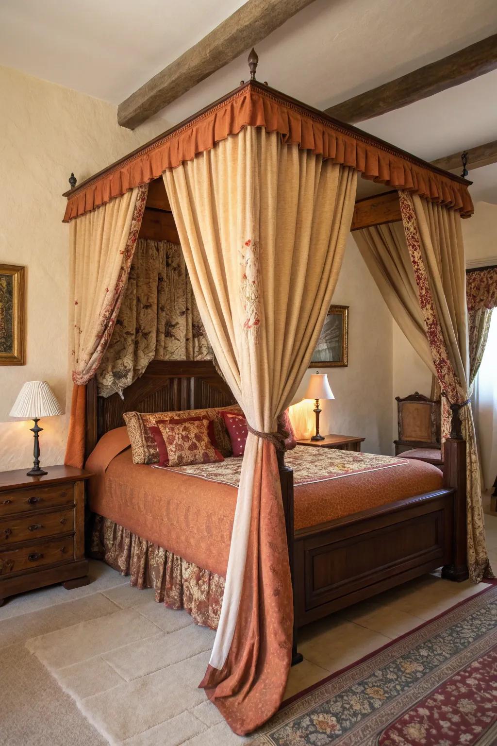 A fabric canopy creates a comfortable feel.