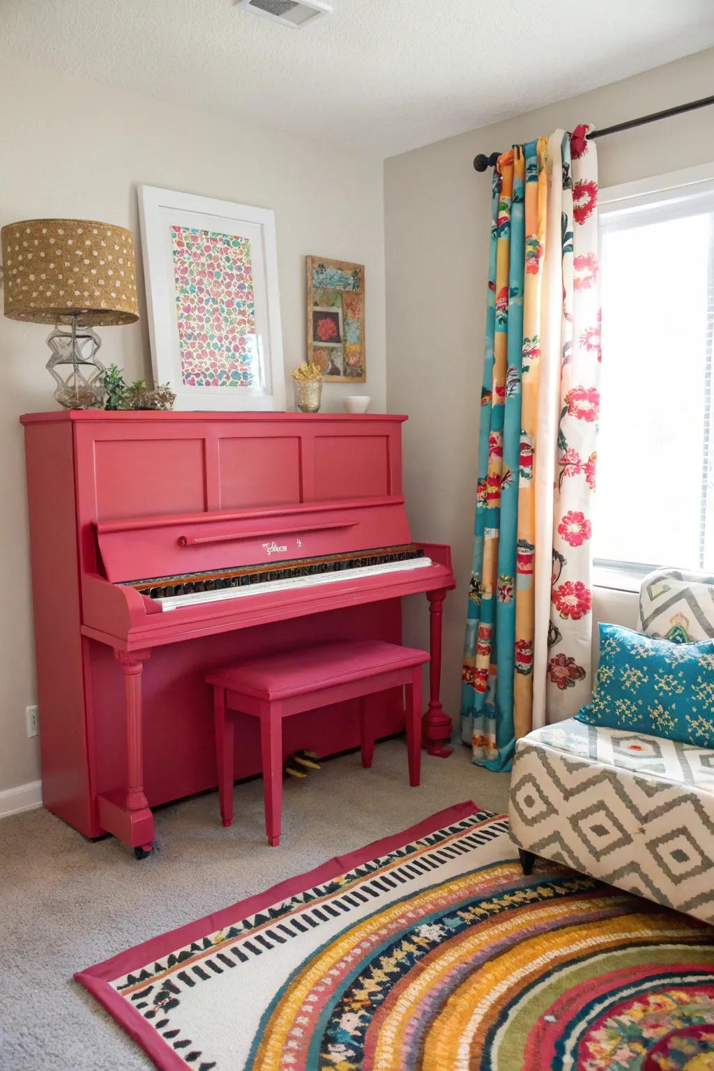 Revitalize your piano with a pop of unexpected color.