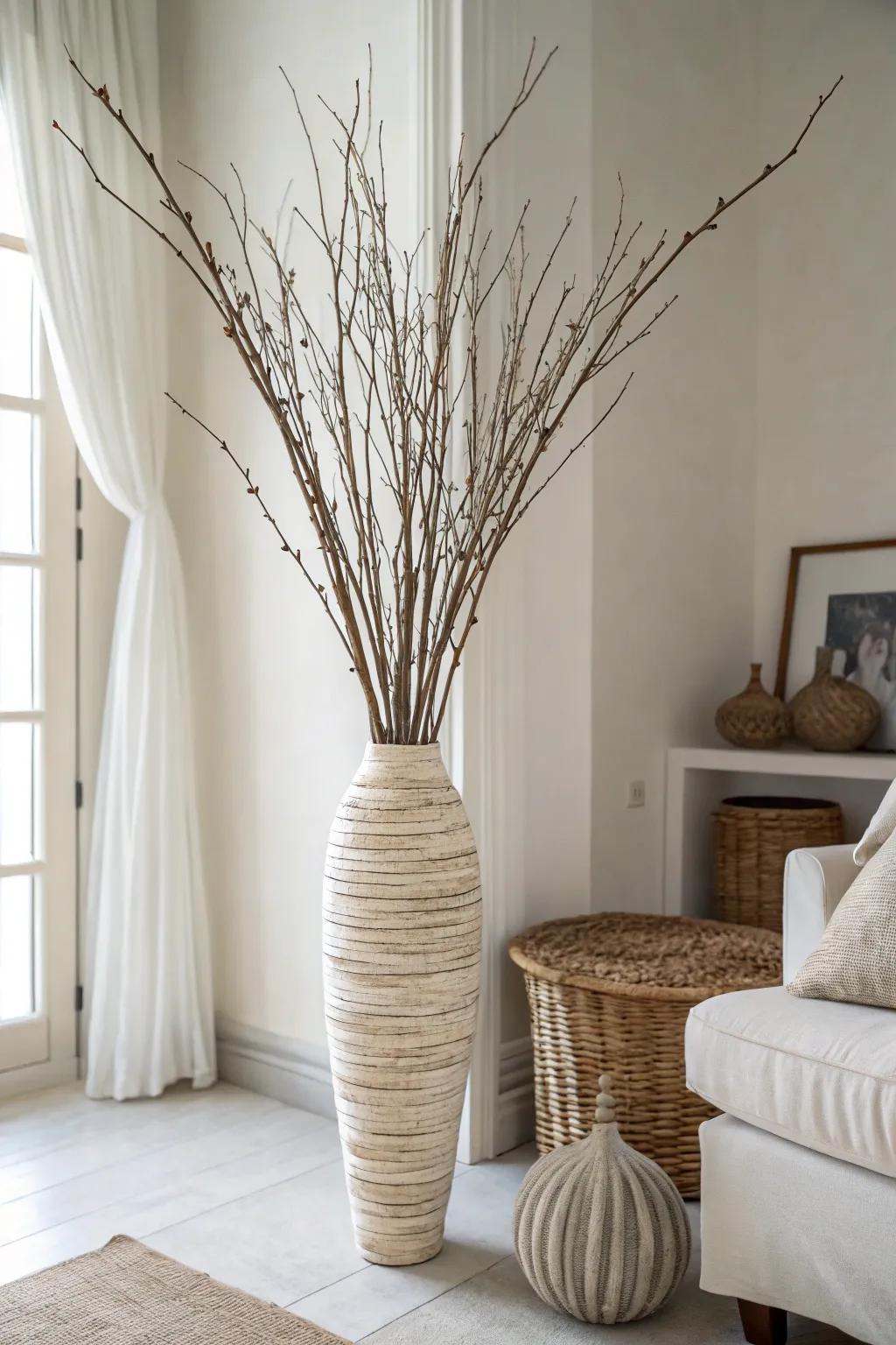 Ornamental twigs introduce an organic, artistic element to decor.