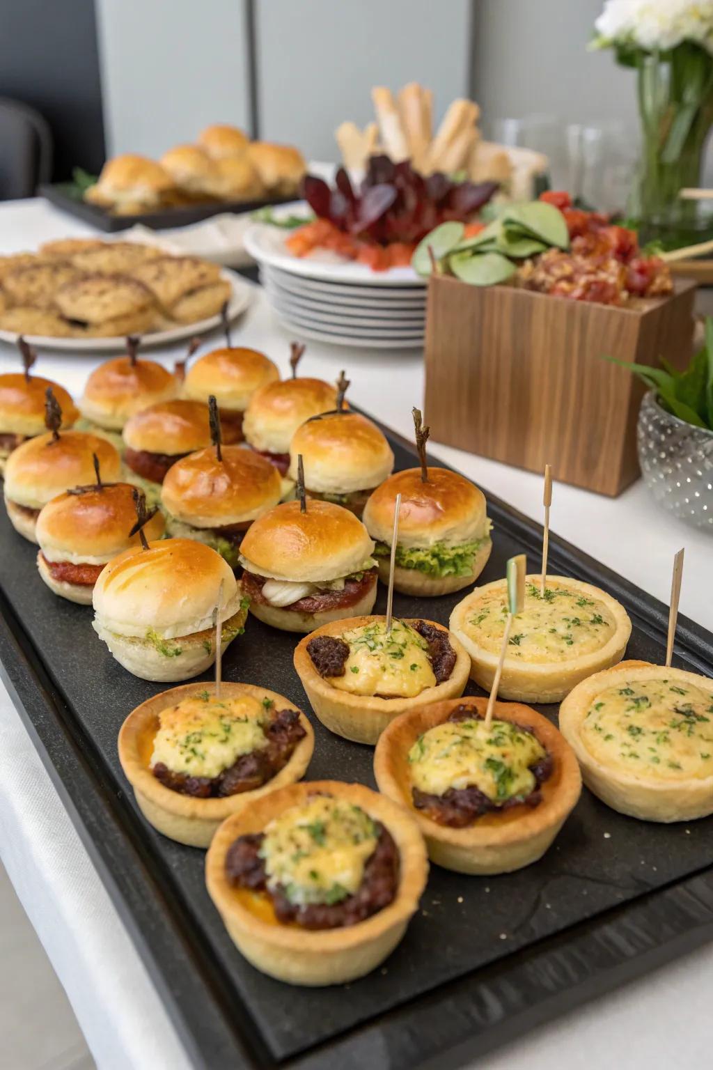 Upscale bites delight guests and enhance the party's vibe.
