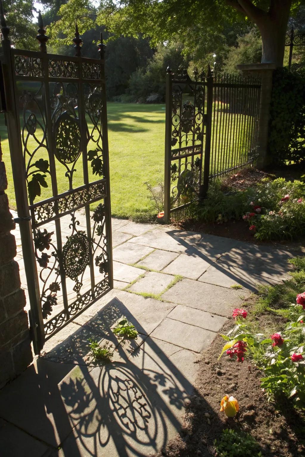 Stylish laser marks lending an artistic expression to the gate.