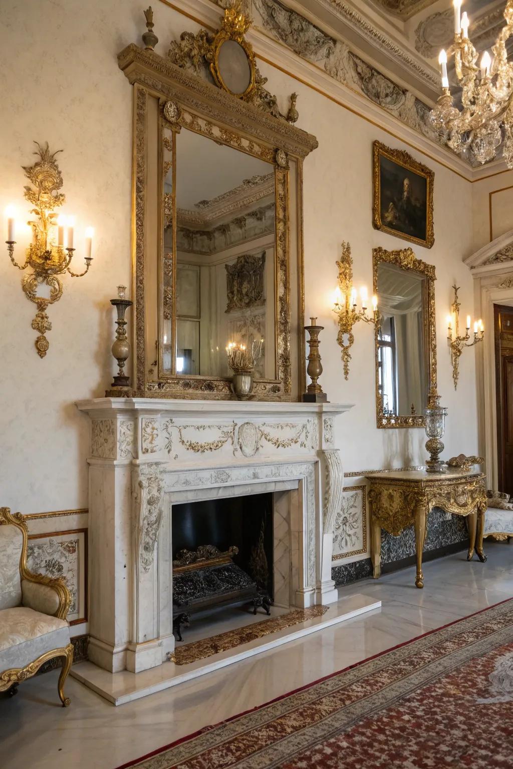 A grand fireplace that serves as a stunning focal point.
