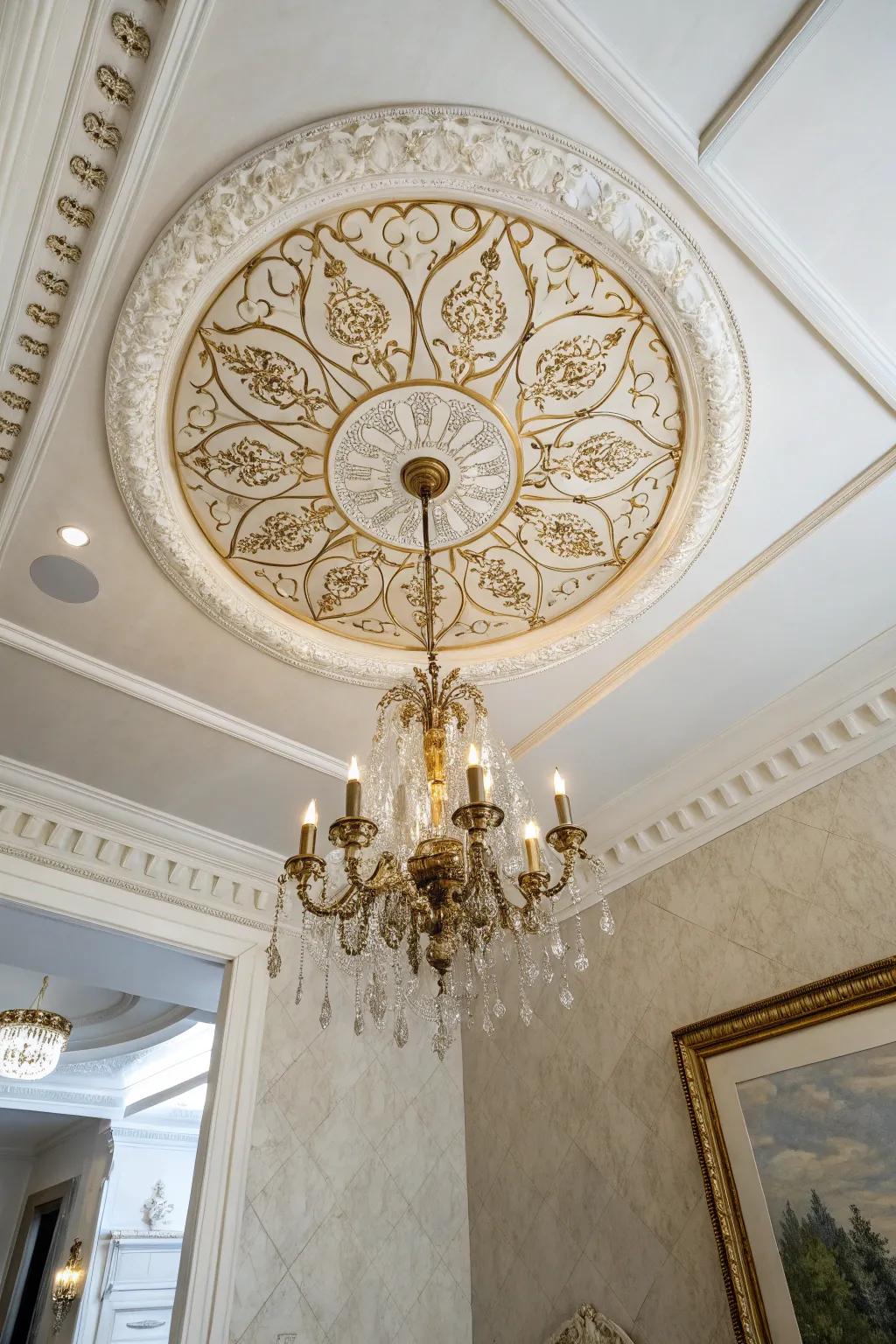 Ceiling medallions introduce detail and beauty.