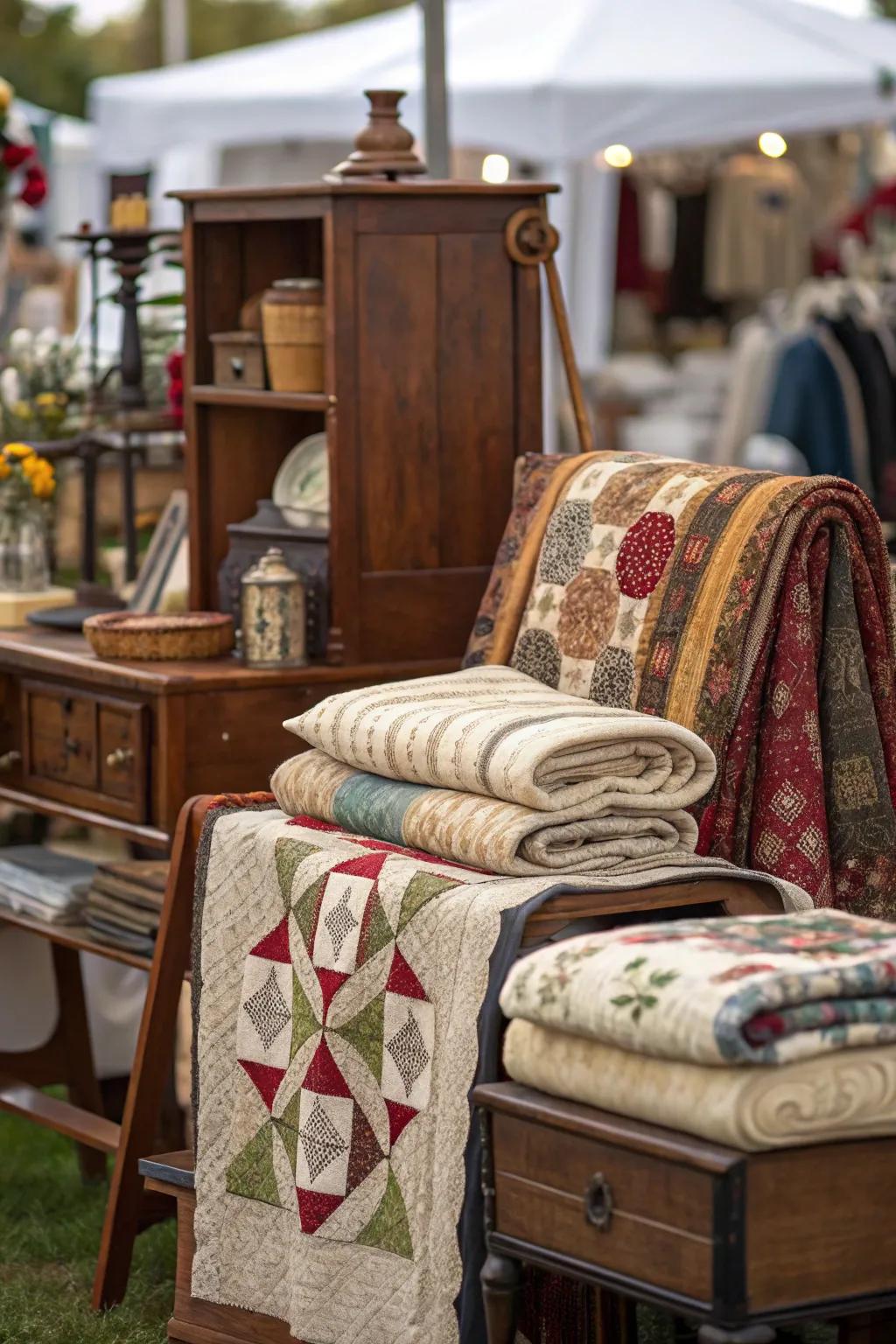 Woven append warmth and texture to vintage displays.