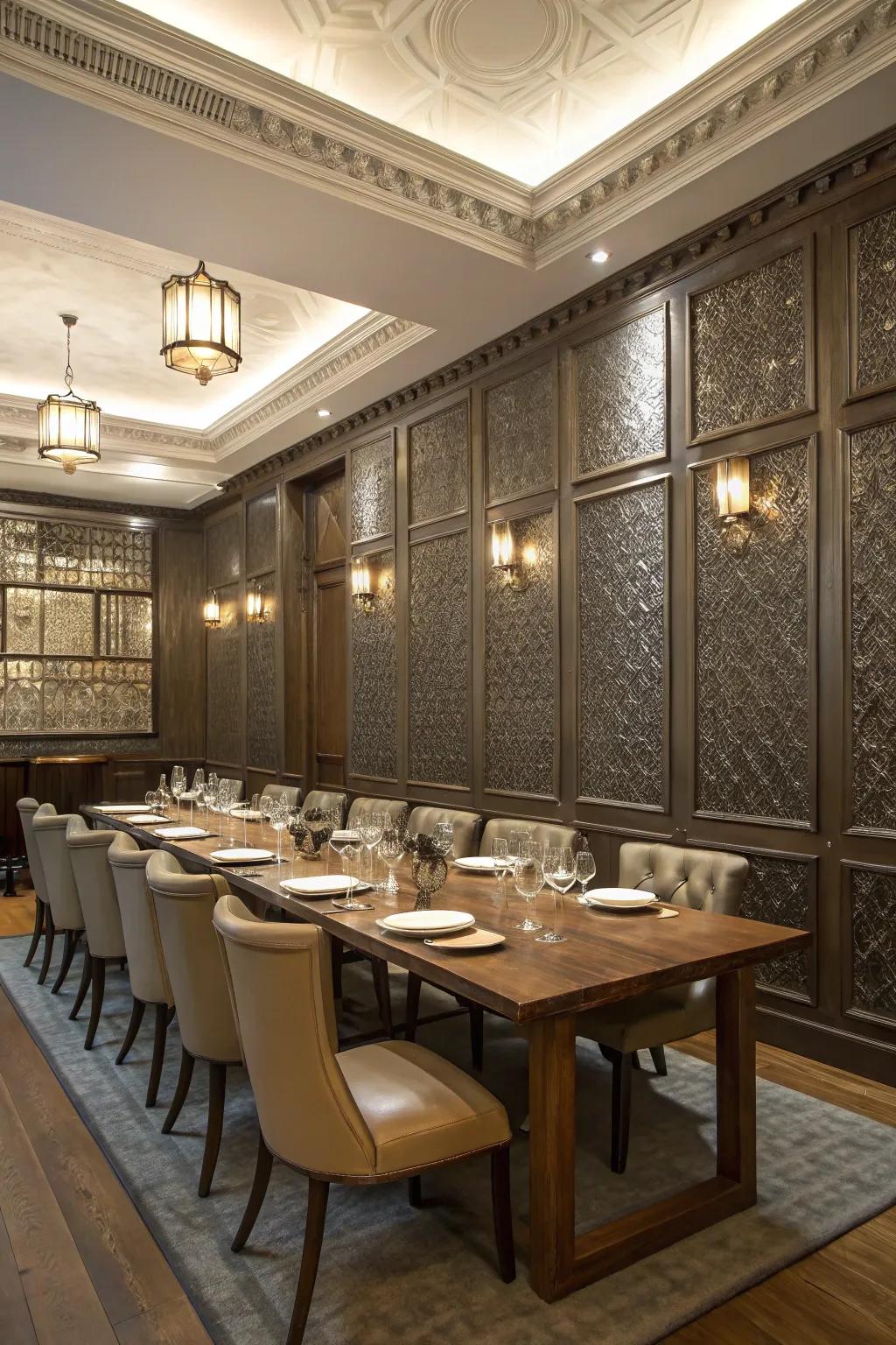 Invite guests to touch with layered wainscoting.