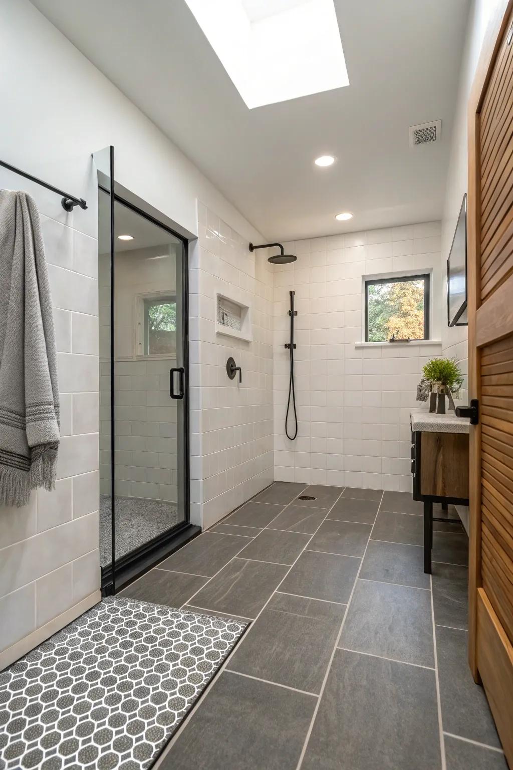 A curbless design promotes ultimate safety.
