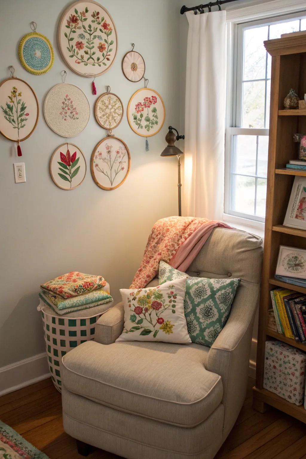 Stitched pieces bring personal charm.