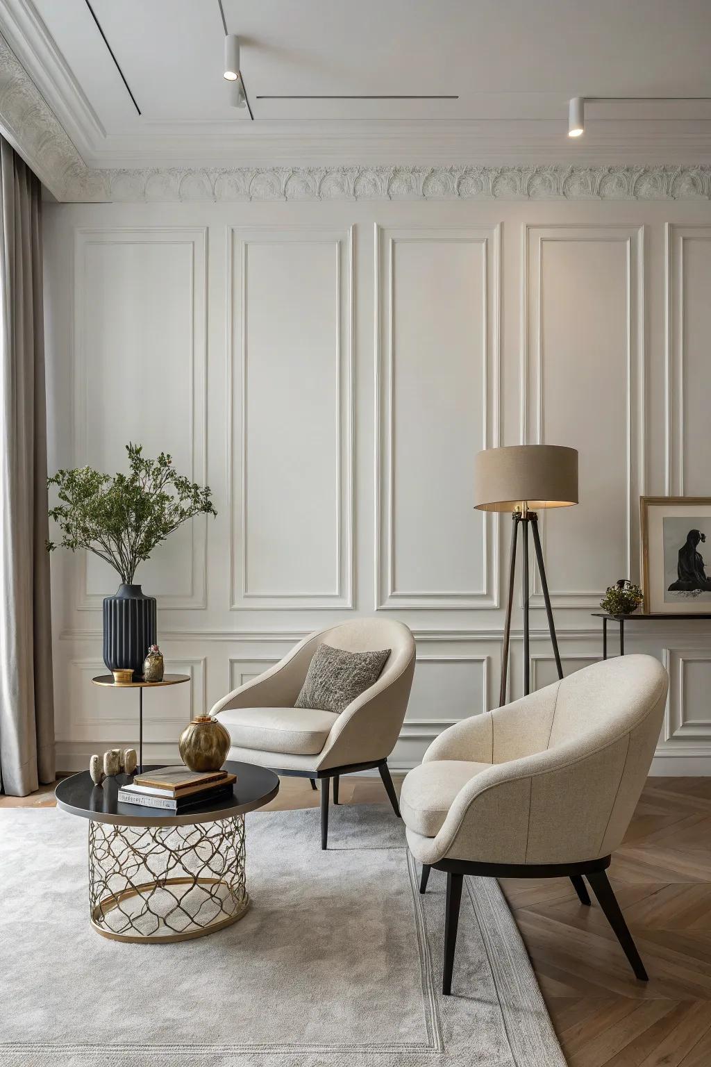 Achieve modern elegance with minimalist moldings.