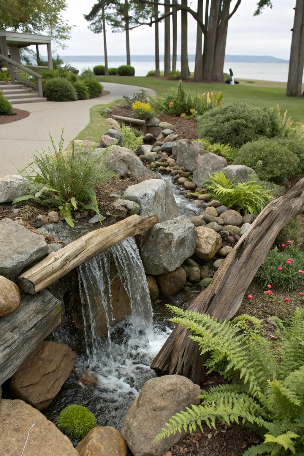 Coast timber injects rustic charm into your cascade layout.