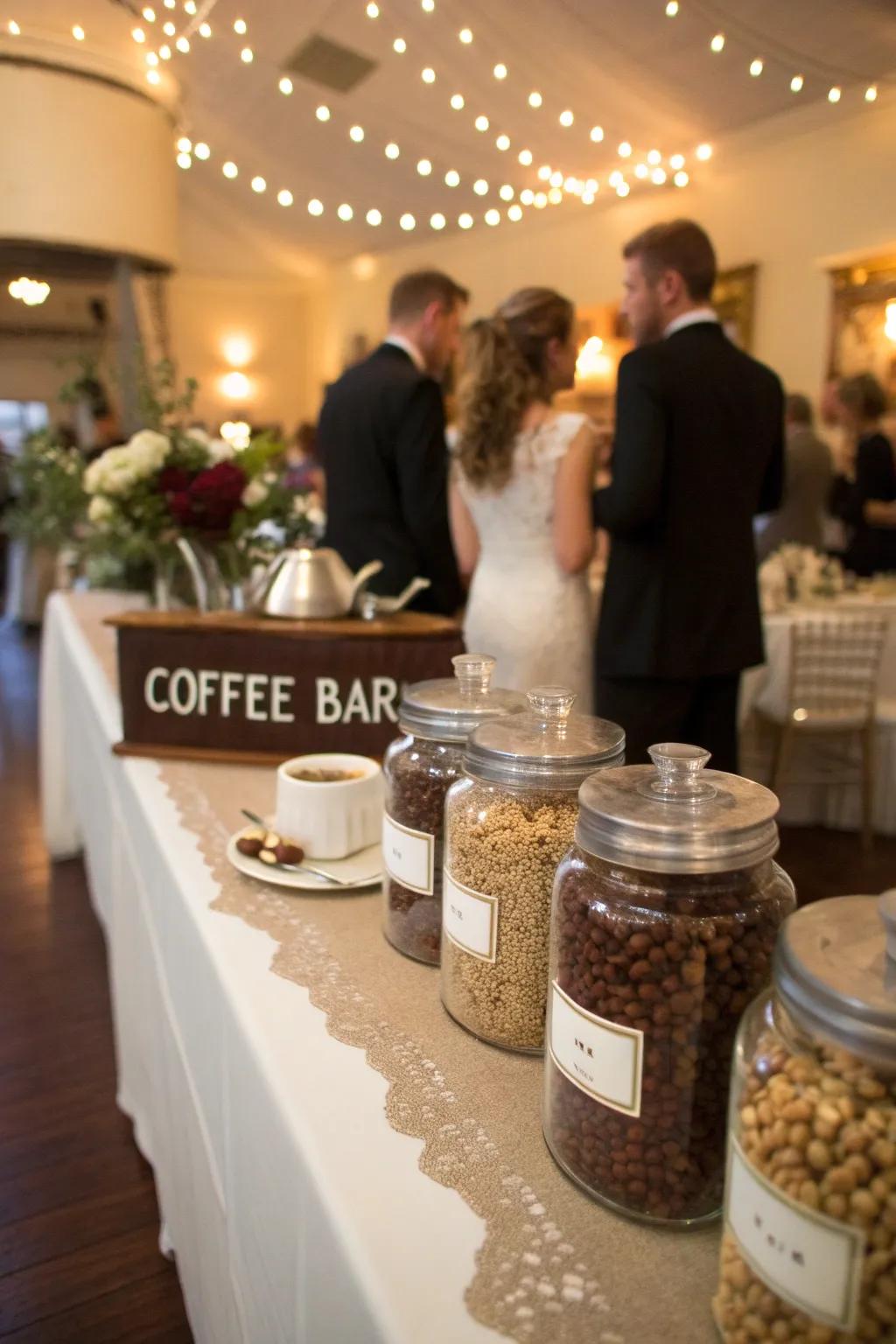 Bespoke java mélanges at a wedding coffee gathering.
