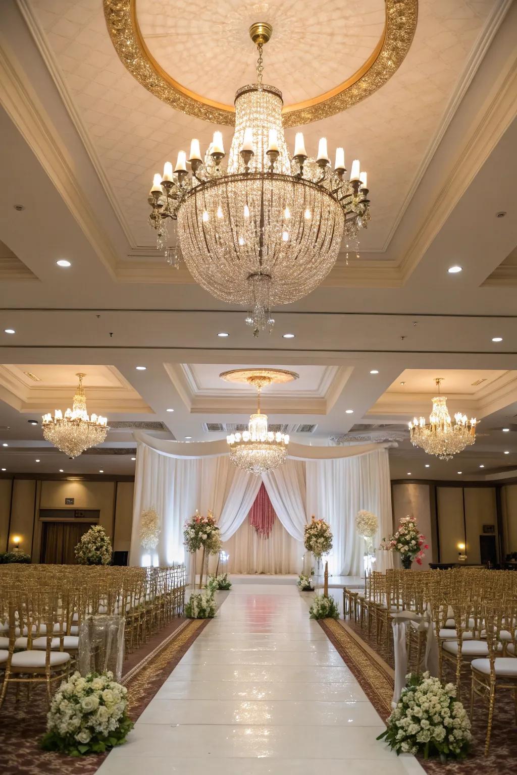 Chandelier rentals add glamour and sophistication.