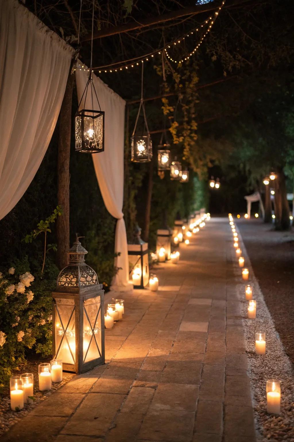 A radiant pathway elevating the wedding's ambiance and security.