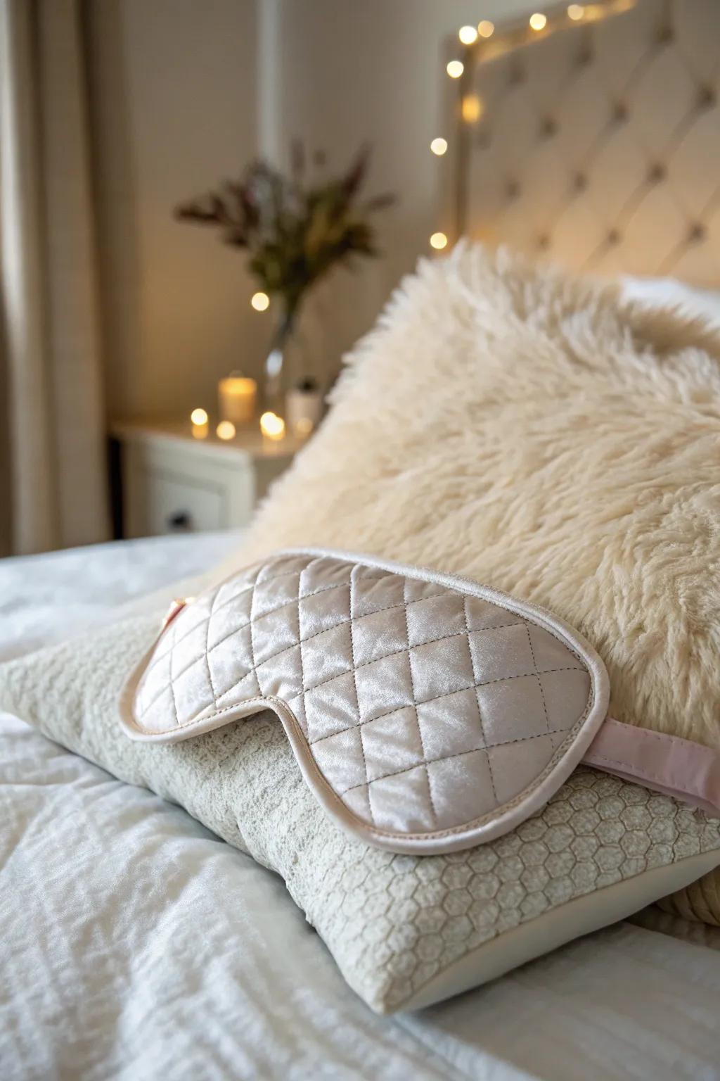 A restful night's slumber with a stress-relief eye cover.