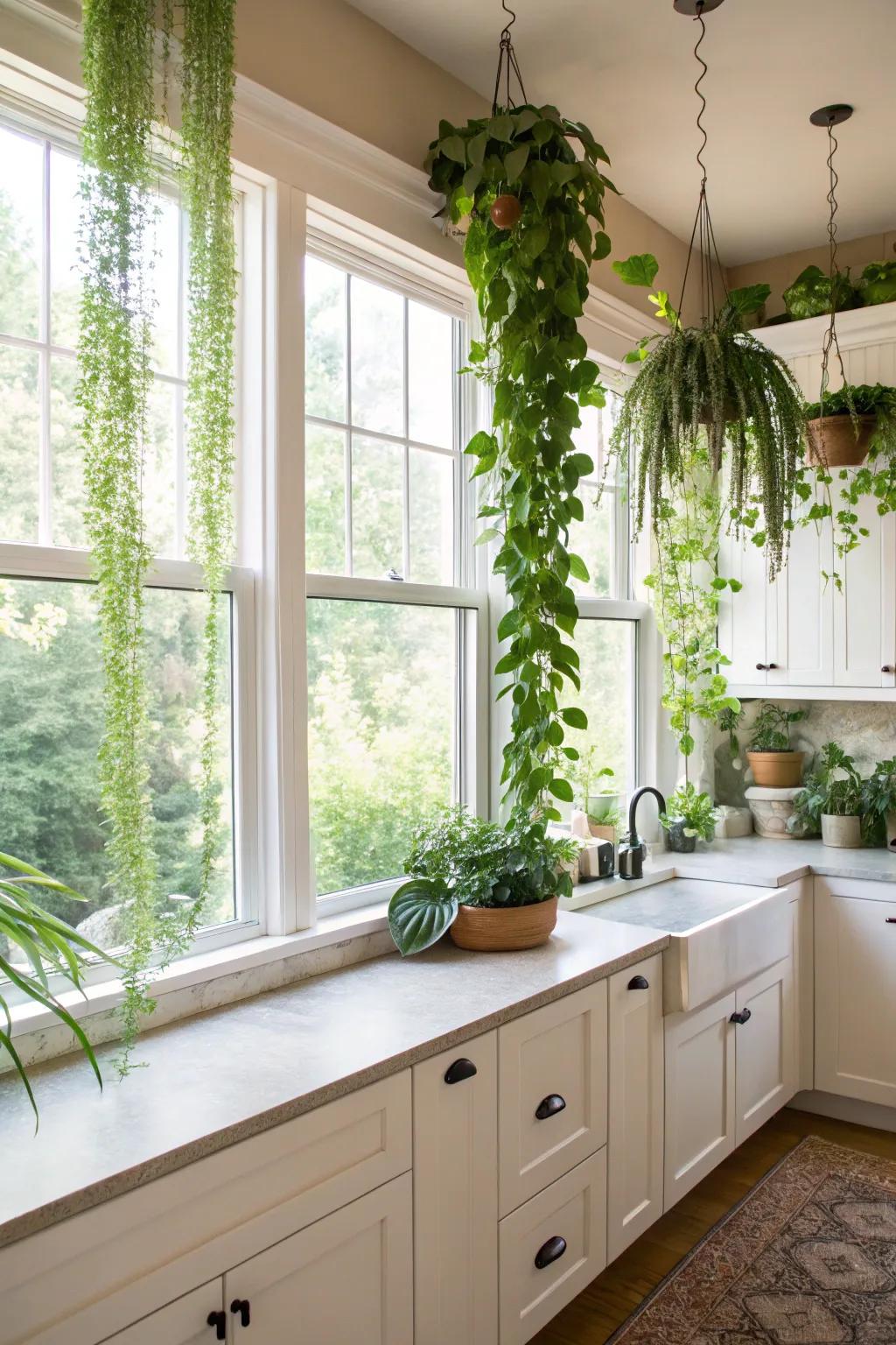 Alive hangings deliver a fresh and green twist on pane treatments.