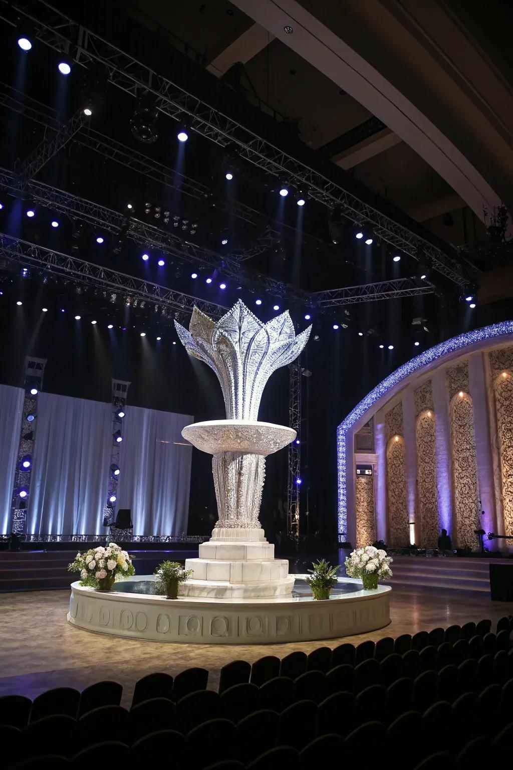 Distinctive centerpieces fashion a memorable stage impact.