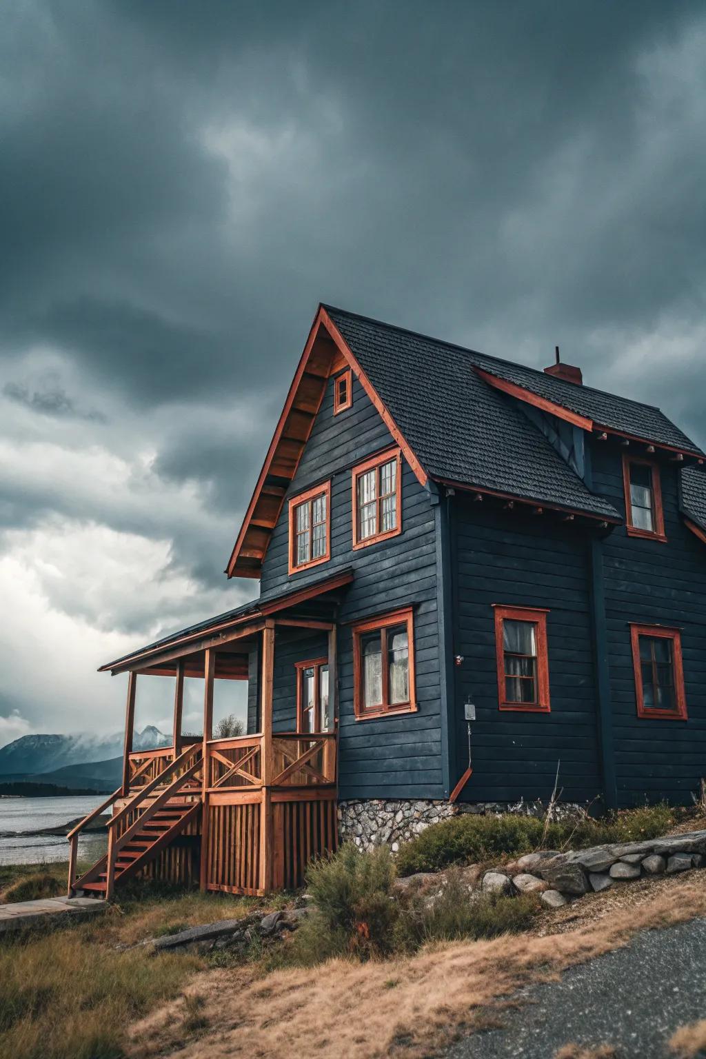 A striking wood-clad house that makes a bold statement with its dark exterior.