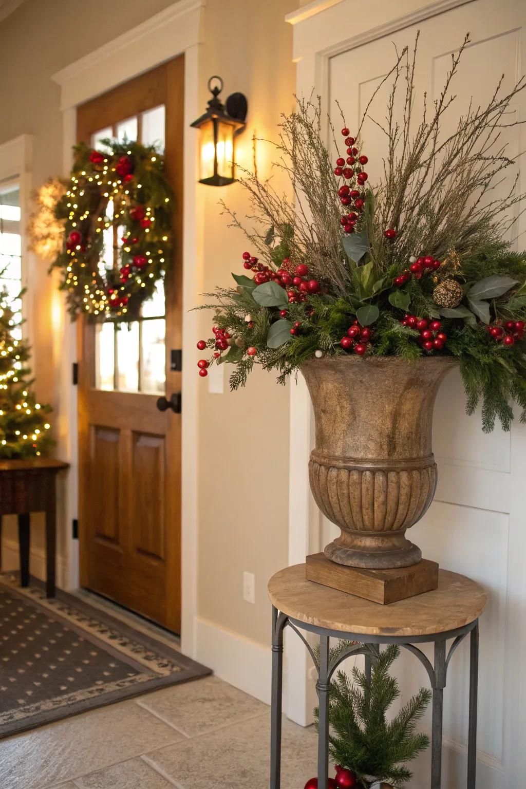 Convey holiday cheer through festively decorated timber vessels.