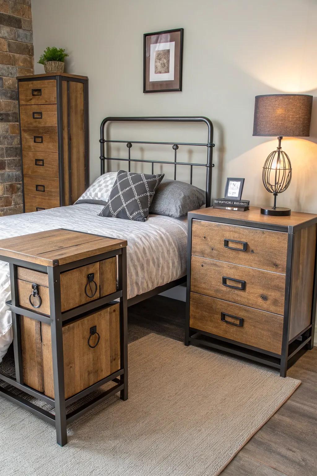 Industrial furniture brings character and a sturdy appeal