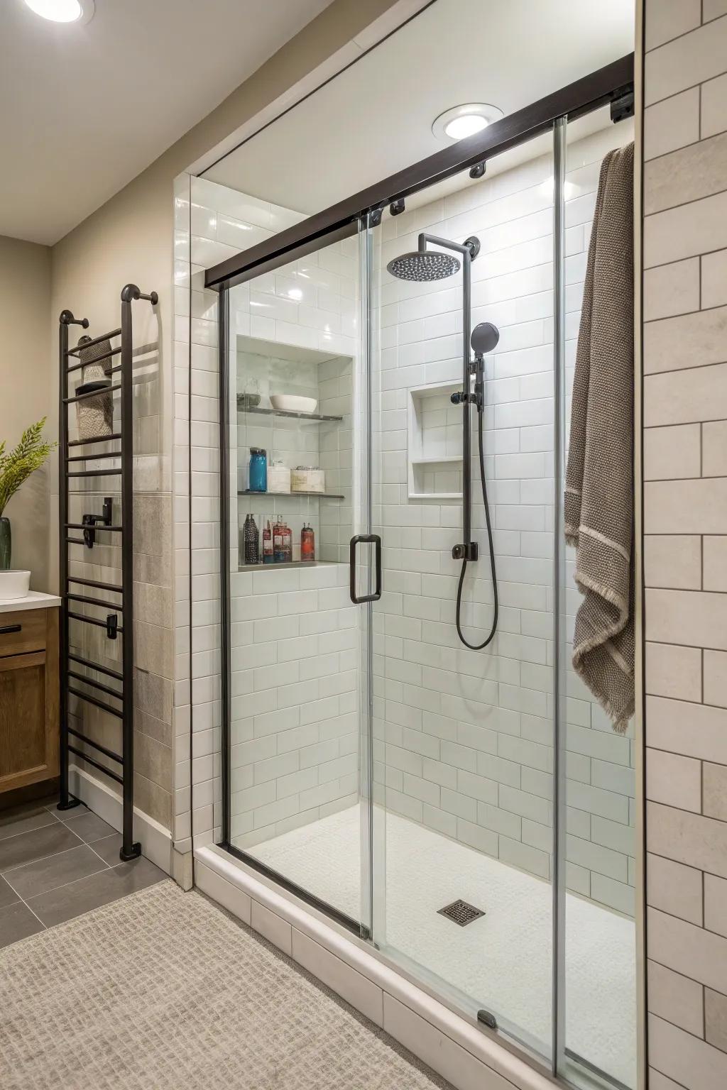 Gliding entries deliver practicality within compact shower layouts.