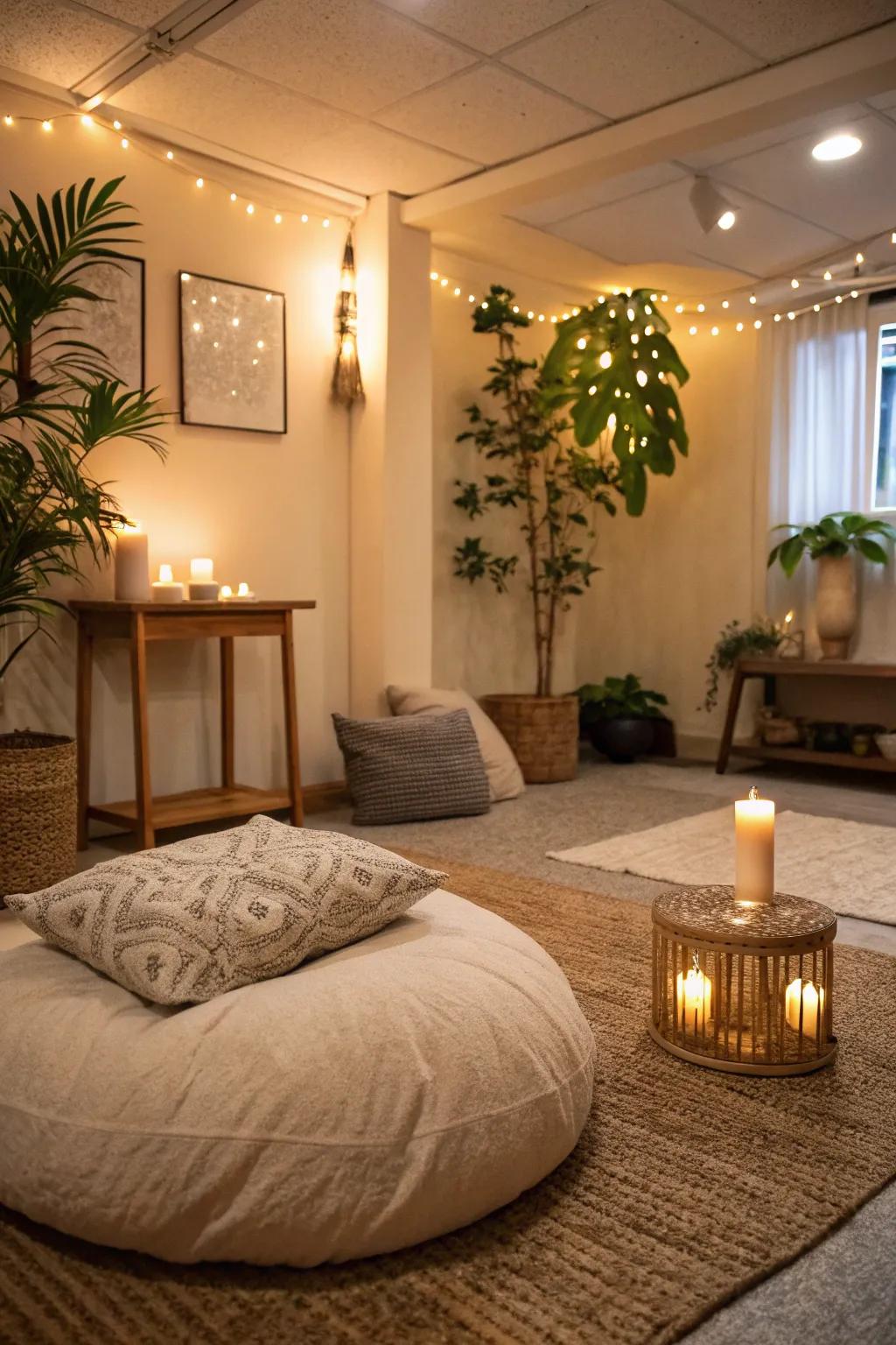 Find peace and mindfulness in a serene meditation area.