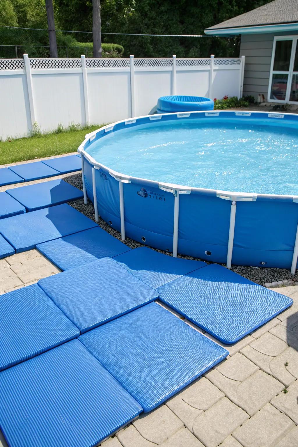 Rubber mats add a layer of comfort and protection.