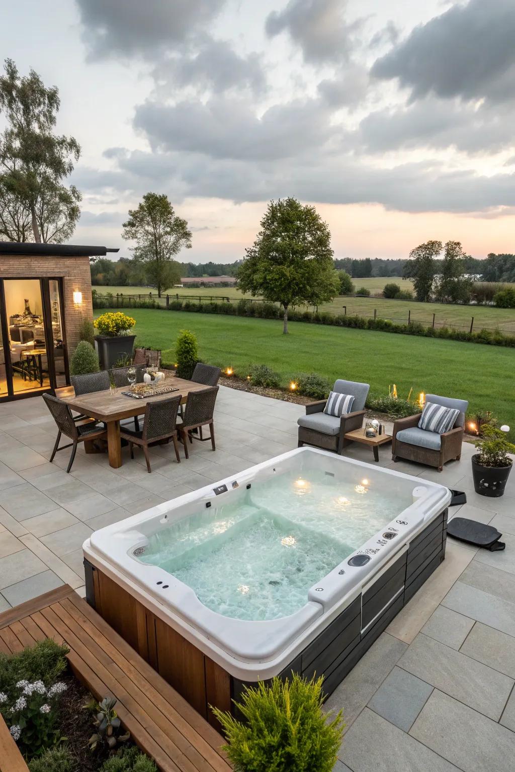 Integrated patio design offers a cohesive and functional aesthetic.