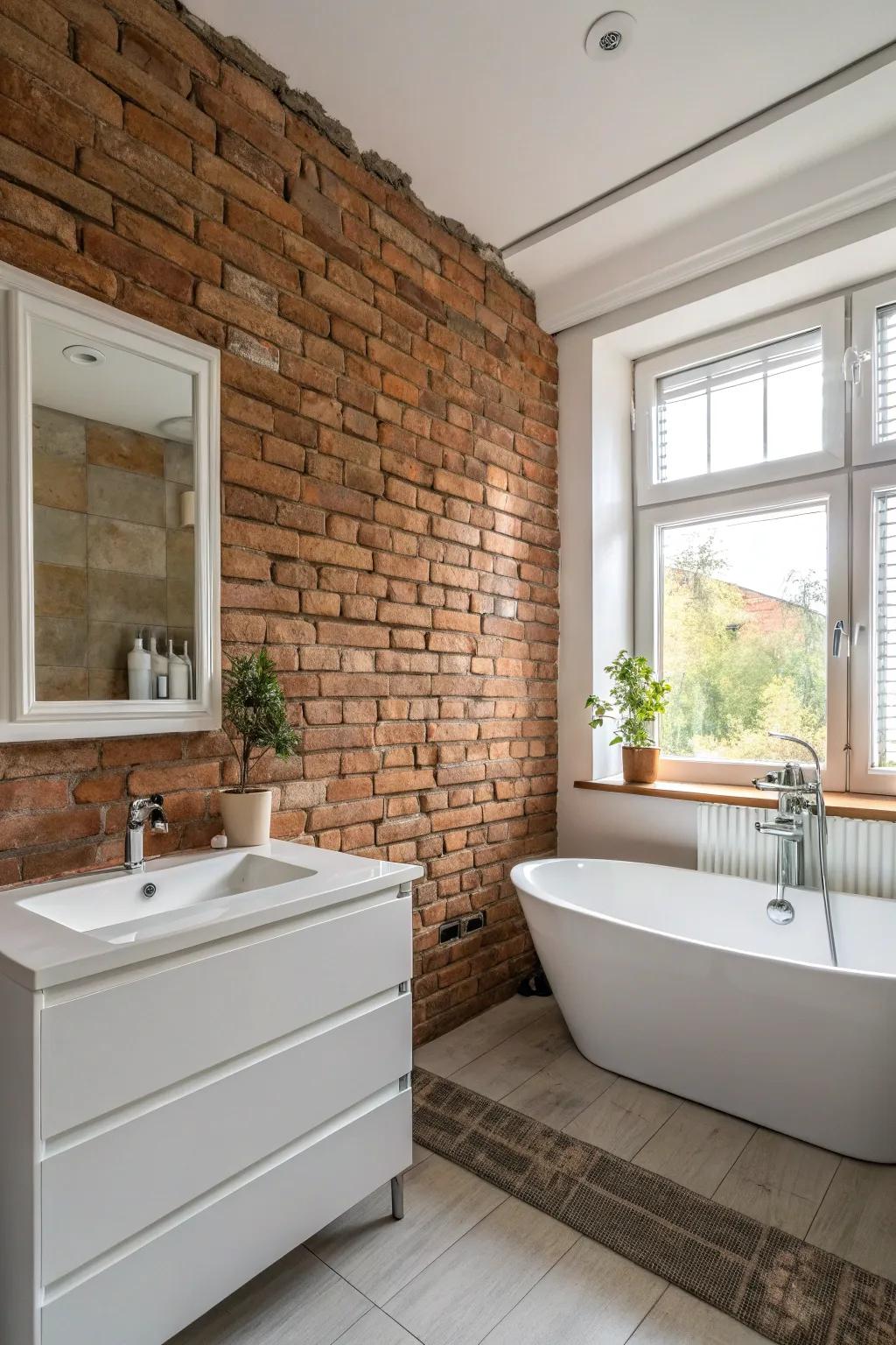 Vintage brick walls offer timeless warmth and texture.