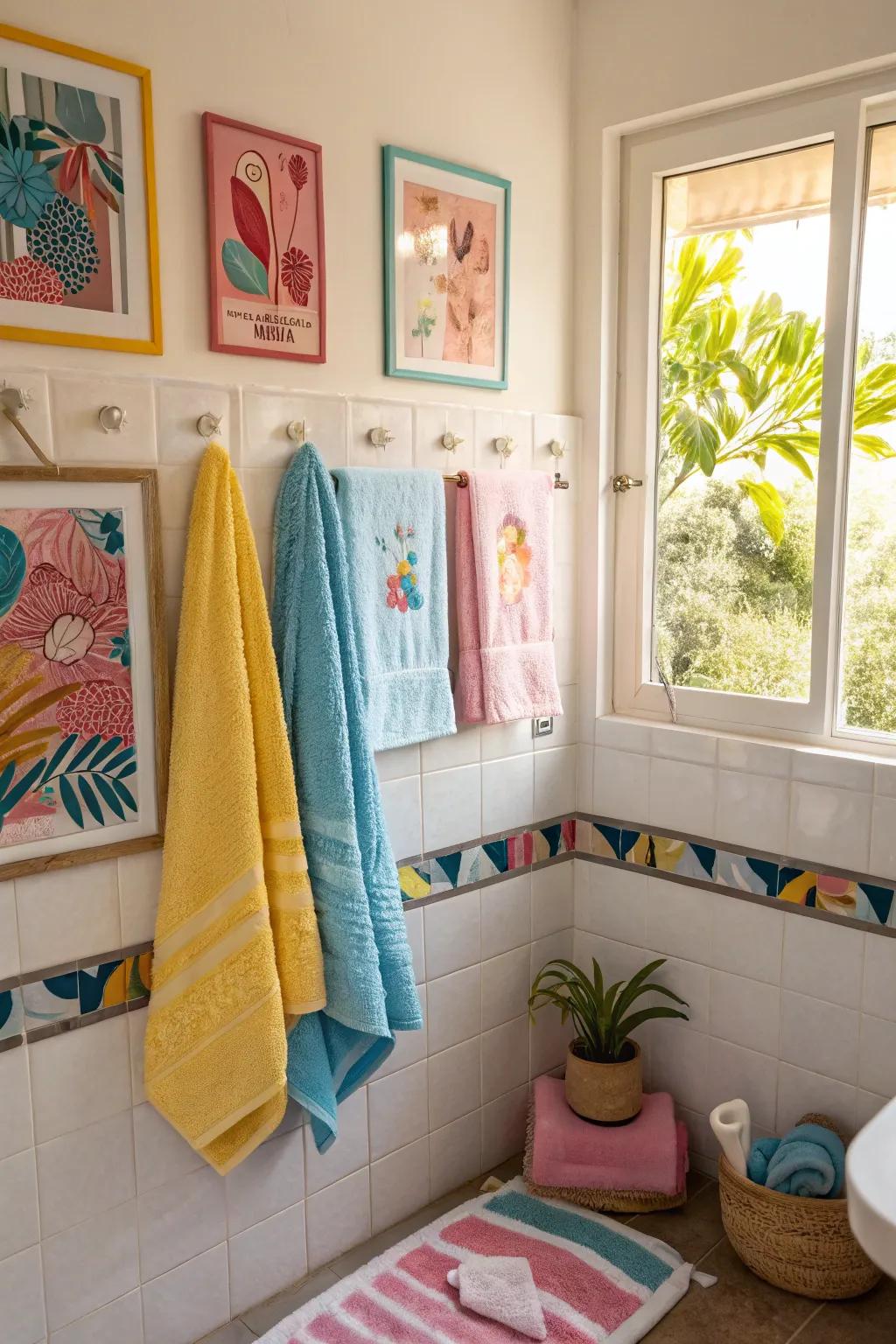 Colorful accents can infuse personality into your bathroom.