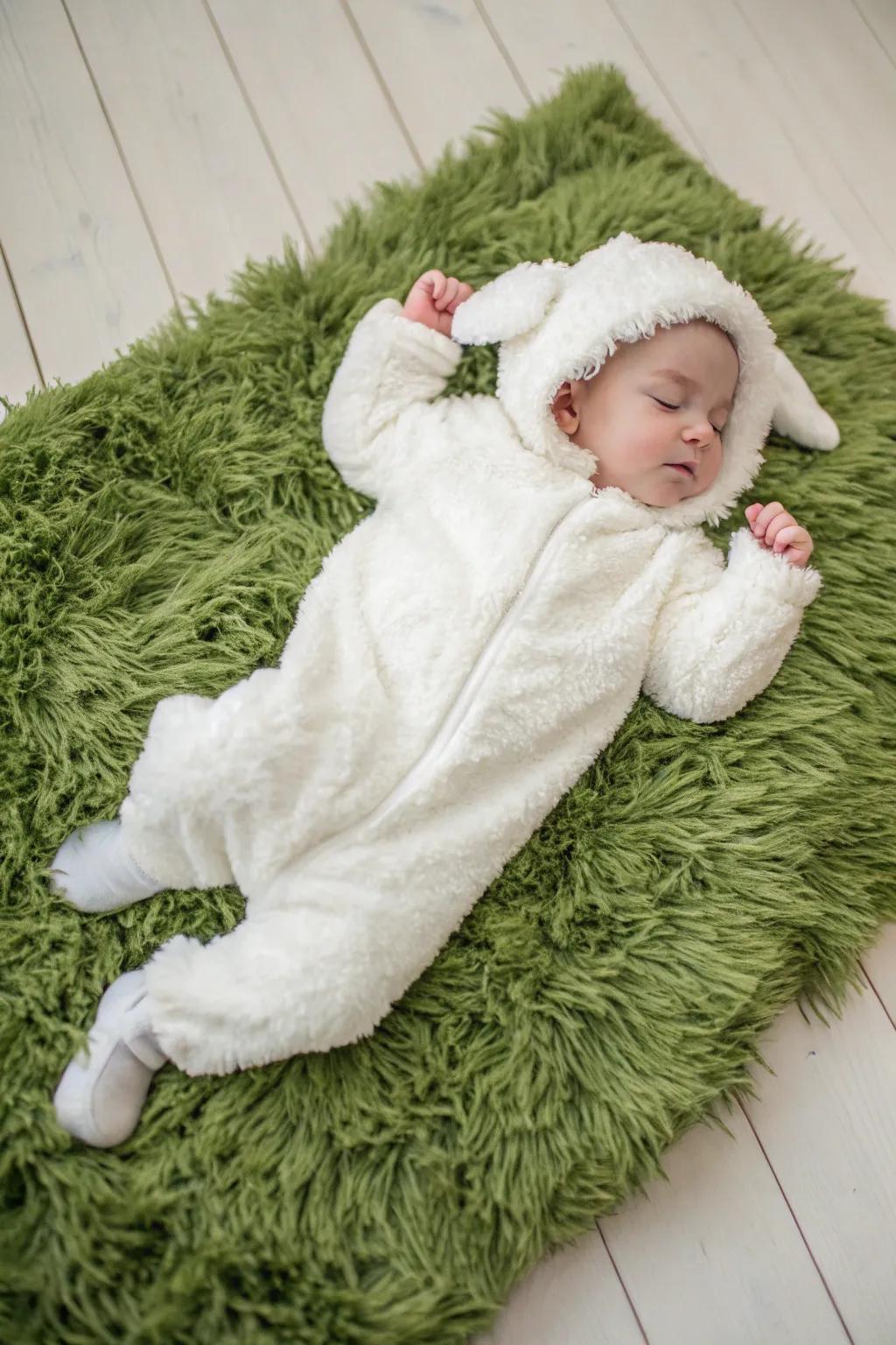 Springtime sweetness: A little lamb in a meadow of dreams.