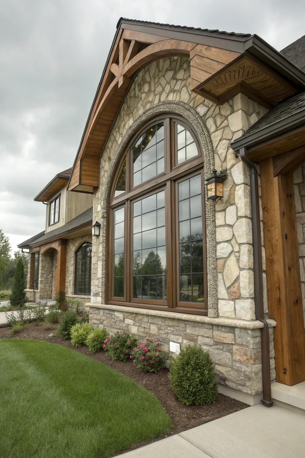 Mixing materials like timber and rock adds unique texture and style.