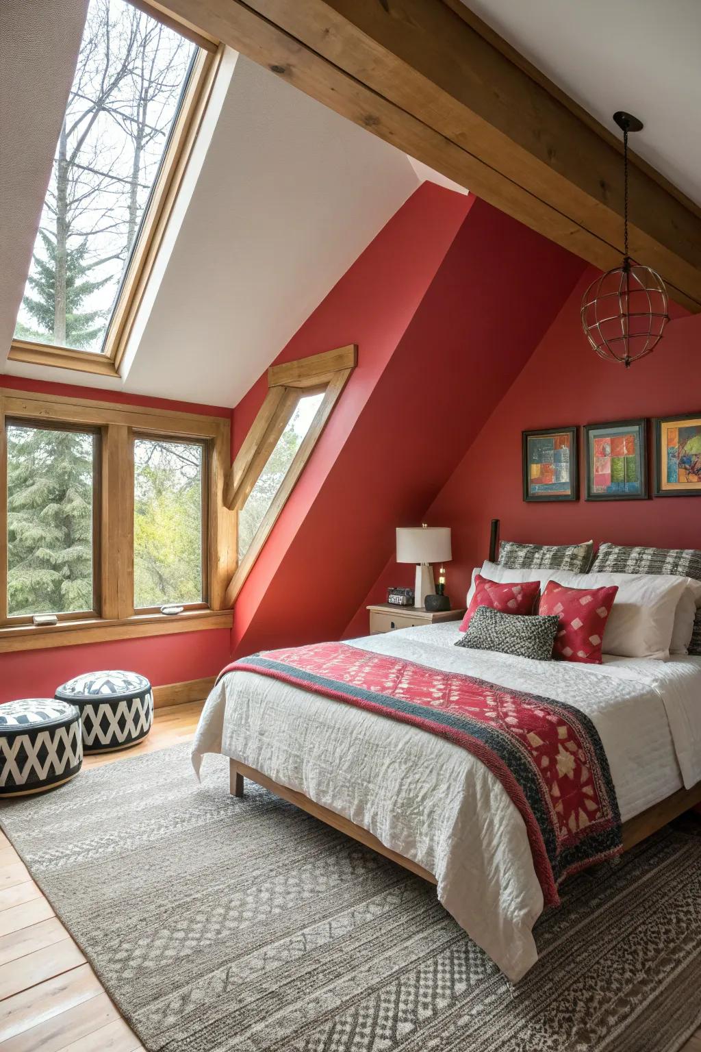 Bold colors can transform your attic into a statement space.