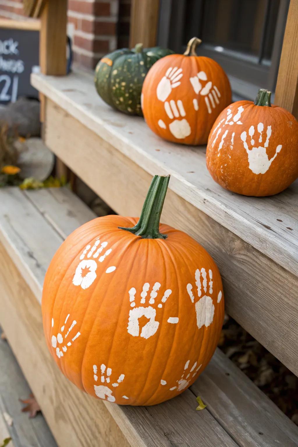 Handprint gourds fashion cherished memorials.
