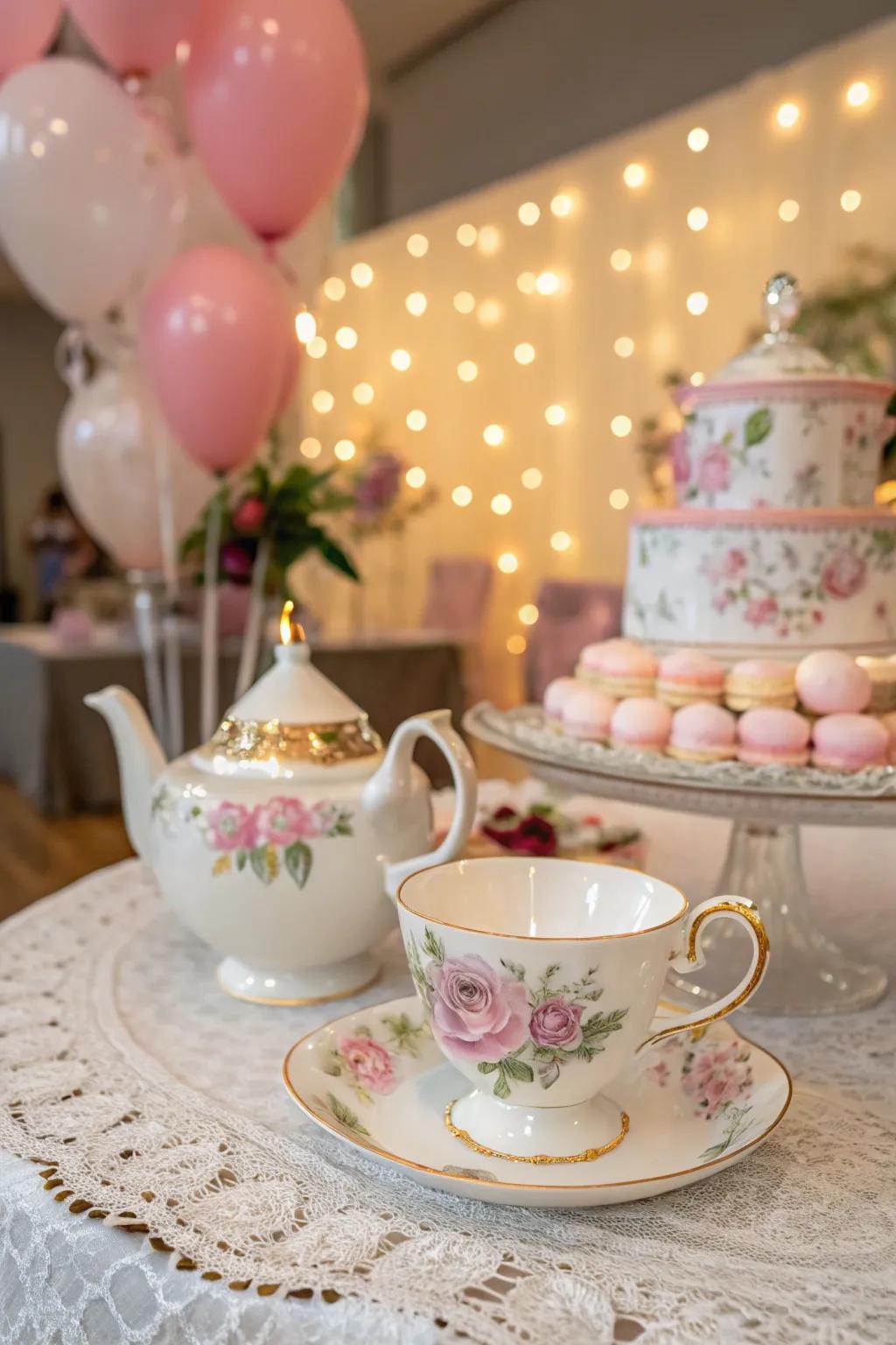 A tea configuration contributes timeless beauty, attraction.