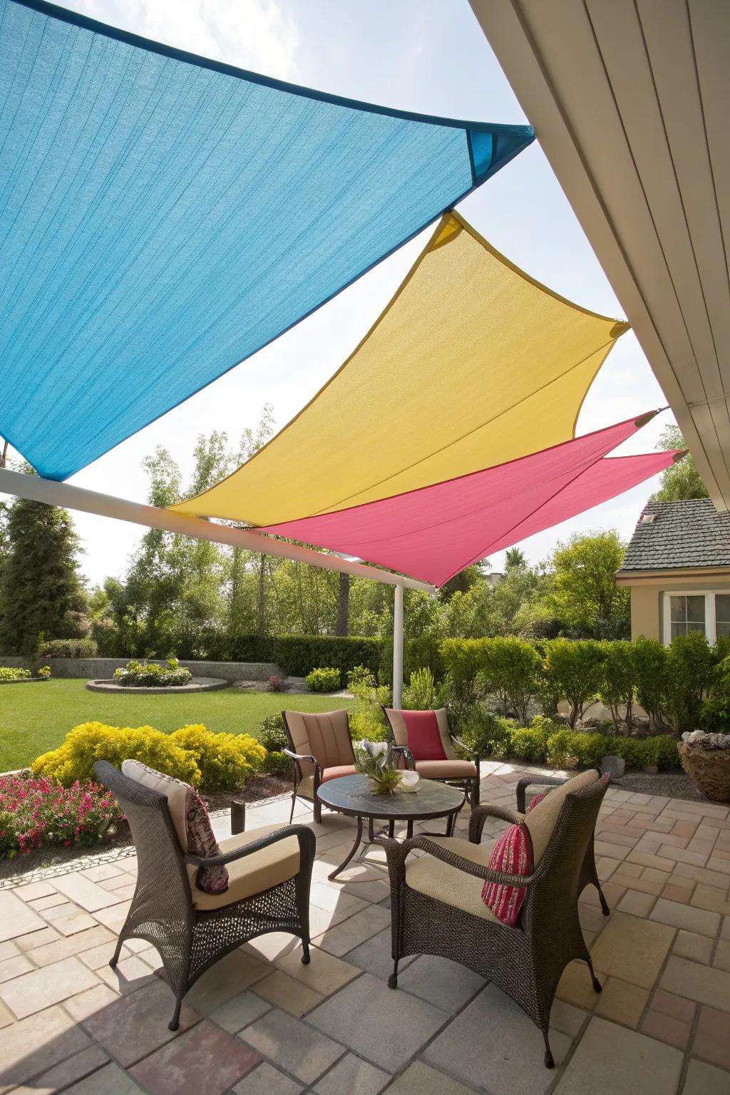 Sun shades offer a chic and functional way to create shade.