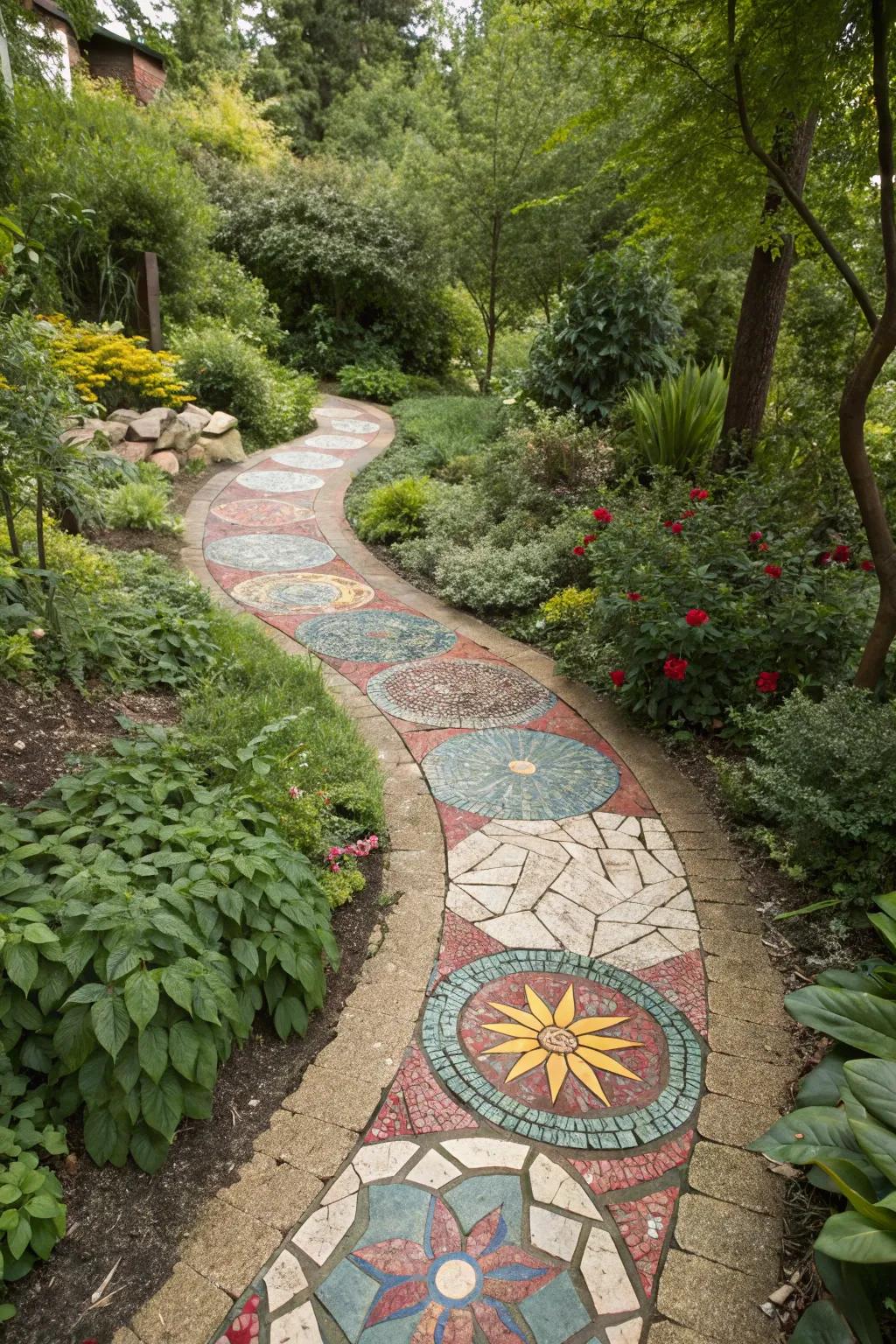 Create unique art designs with finely crushed rock for an artistic garden touch.