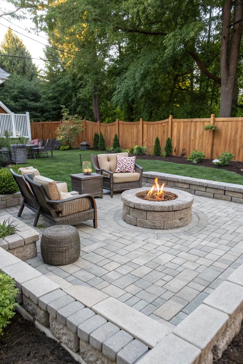 A stone tile base provides a tidy and elegant appearance.
