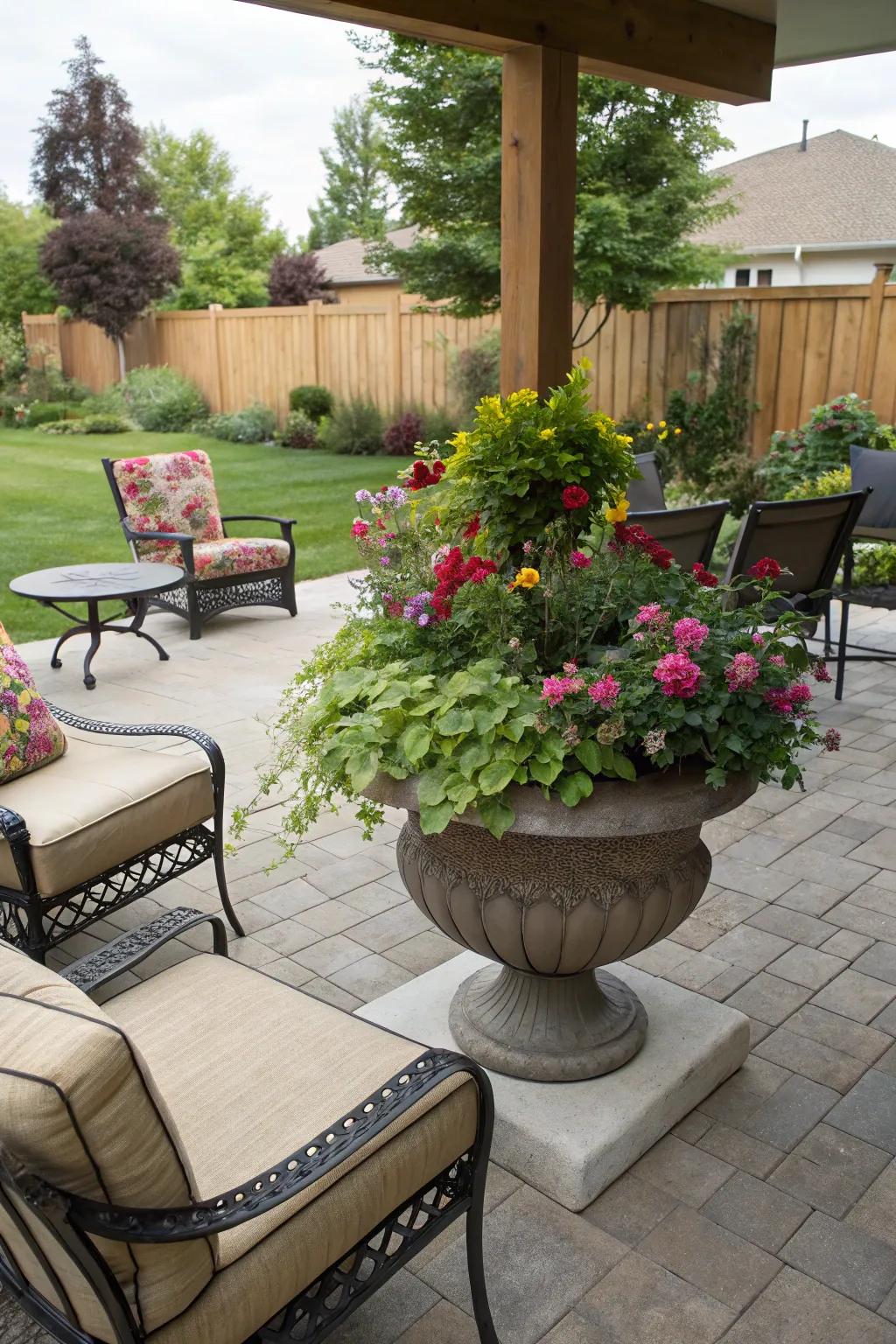 A visual magnet can transmute a simple patio into a standout feature.