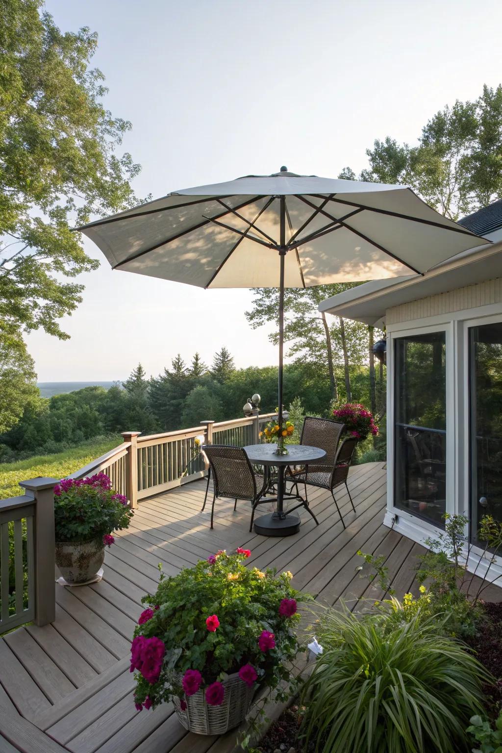 Shade options maintain a cool and comfortable deck environment.