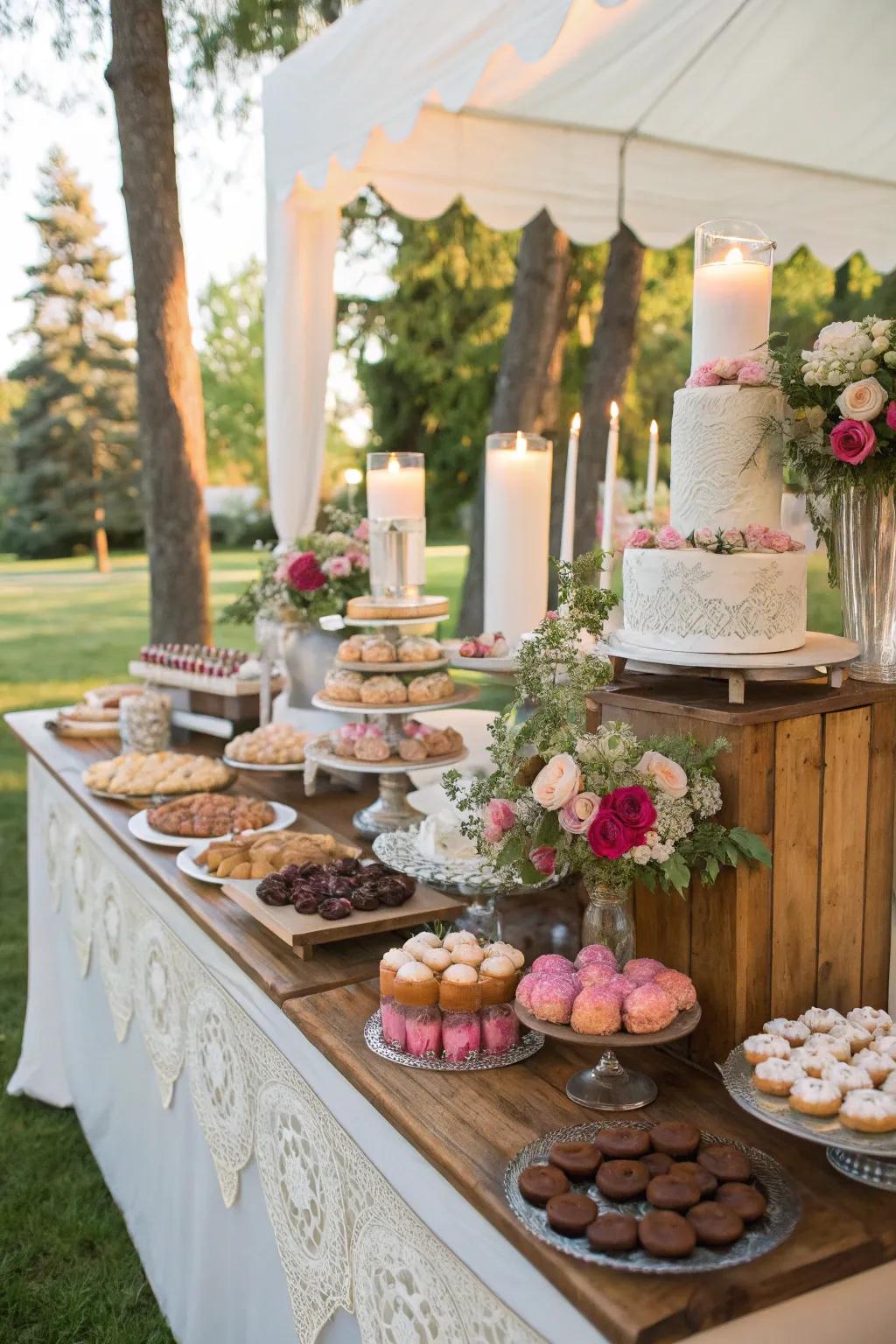 A do-it-yourself sweets bar offers a delightful range of sweet treats for visitors.